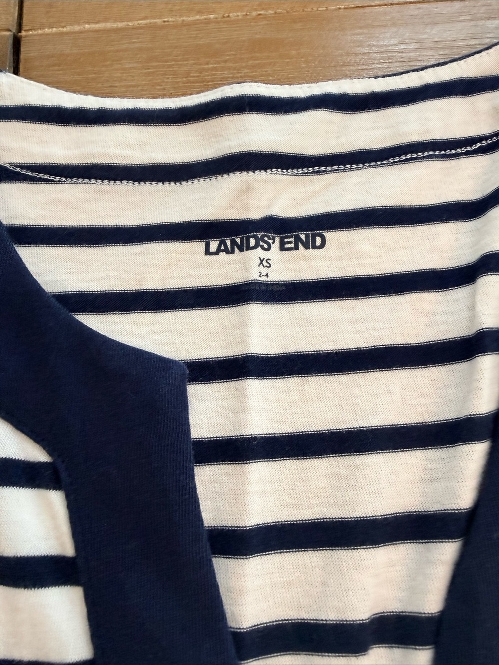 Lands' End Navy and White Striped Sleeveless Swim Coverup Dress - Picture 2 of 2